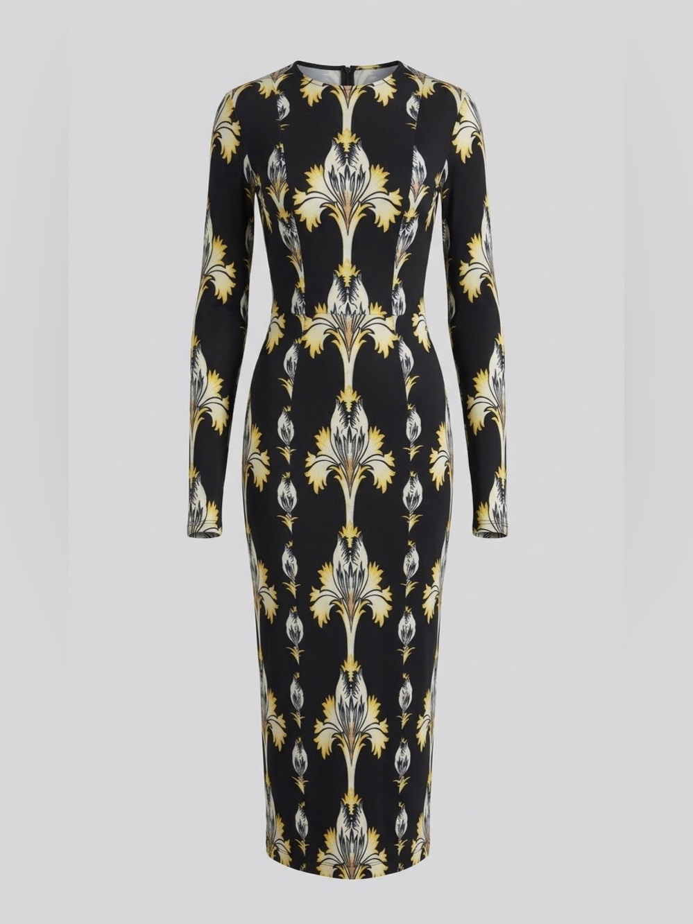 Suno women’s size 0 stretchy bodycon full length longsleeve printed maxi dress